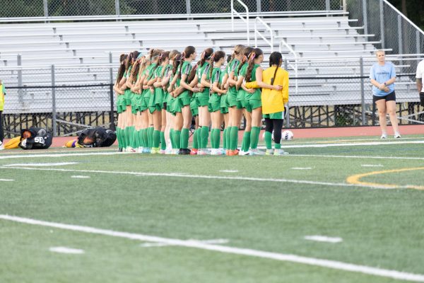 PV girls soccer lines up before their game against AHA on 9/8